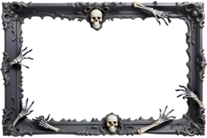 AI generated Skull 3D border frame PNG transparent background