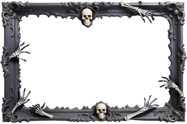 Spooky Border PNGs For Free Download Ai Generated Skull 3d Border Frame Transparent Background Free Png