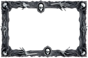 AI generated Skull 3D border frame PNG transparent background