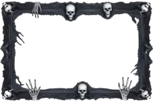 AI generated Skull 3D border frame PNG transparent background