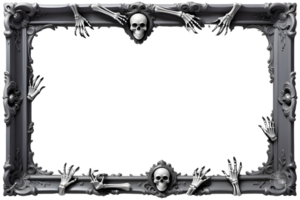 AI generated Skull 3D border frame PNG transparent background