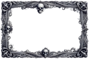 AI generated Skull 3D border frame PNG transparent background