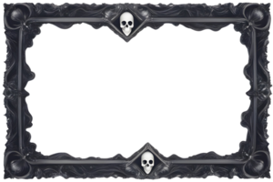 AI generated Skull 3D border frame PNG transparent background