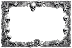 AI generated Skull 3D border frame PNG transparent background