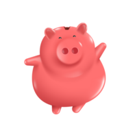The pink piggy bank standing and wave on transparent background png