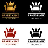 gratis vector degradado oro corona sofá logo modelo mueble logo negro blanco elegante dorado