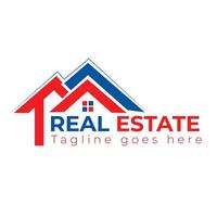 Real estate logo design template luxury red and blue with white background vector EPS file property logo business logo design