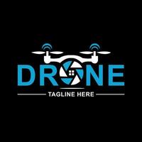 Drone logo design vector template, colourful lens camera air drone camera videography blue and white