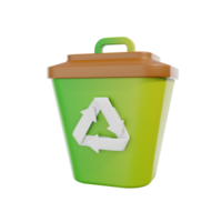 3d ícone eco lixo. reciclando bin para reciclável desperdício png