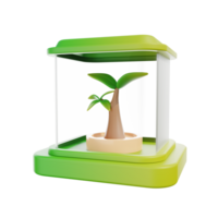 3d icon green house. The illustration depicts a tree inside a greenhouse as a source of oxygen png