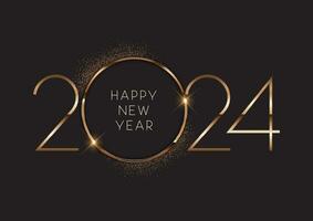 Elegant metallic gold and black Happy New Year design vector