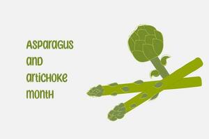 Asparagus and artichoke month. Healthy food concept. Banner. vector
