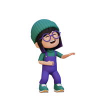 3D cute girl laughing png