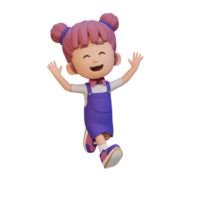 3D cute girl in jumping pose png