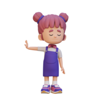 3D cute girl character rejection pose png