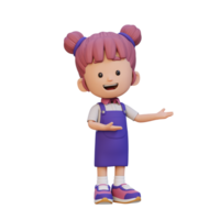 3d mignonne fille en présentant pose png