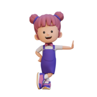 3d niña personaje tendido en transparente pared png