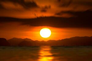 Sunset sky and cloud on the lake. photo