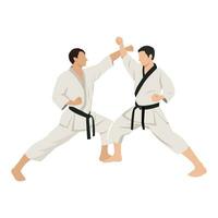 Fighting training in Karate. Karate is a martial art originating from Japan. vector