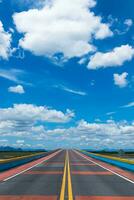 Empty road and colorful the traffic lines. photo