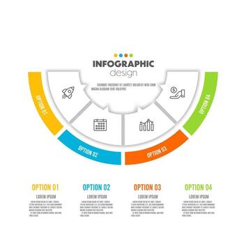 Vector round pie chart infographic template colorful with 4 options for presentations