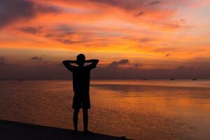 Silhouettes of a boy. photo