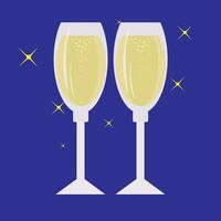 glass of champagne, sparkling wine, new year, holiday, fun, toast, new Year's eve vector