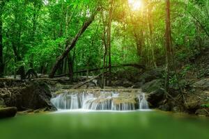 Small waterfall in the forest. photo