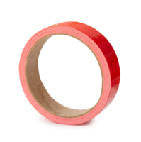 Red adhesive cloth tapes or vinyl tape in roll isolated with clipping path and shadow in png file format