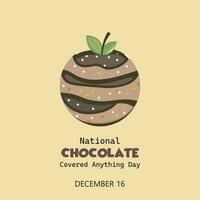 National Chocolate Covered Anything Day is celebrated on December 16th every year. It is a day where we can indulge in a variety of sweet treats that are coated in chocolate. vector