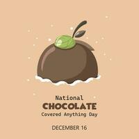 National Chocolate Covered Anything Day is celebrated on December 16th every year. It is a day where we can indulge in a variety of sweet treats that are coated in chocolate. vector
