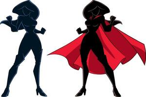 Superheroine Battle Mode Silhouette vector