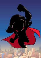 Super Girl Flying Sky Silhouette vector