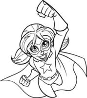 Super Girl Flying Line Art vector