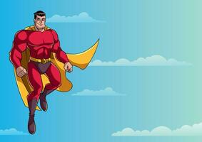 Superhero Flying in Sky vector