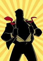 Superhero under Cover Suit Ray Light Silhouette vector