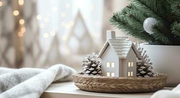 AI generated A cozy concept of festive home decoration for Christmas. AI Generated photo