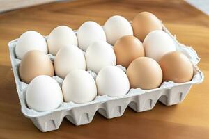 AI generated Close up of open carton of fresh store bought white eggs. AI Generated photo