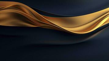 AI generated Gold and navy blue waves abstract. AI Generated. photo