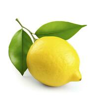 AI generated Lemon with leaf isolated on white background. AI Generated photo