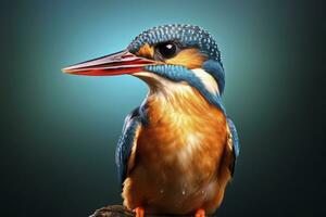 AI generated Kingfisher sitting on the tree branch. AI Generated photo