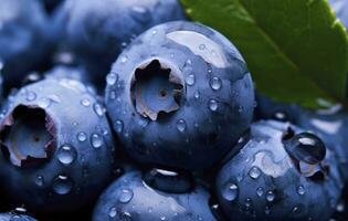 AI generated Wet Blueberry fruit. AI Generated photo