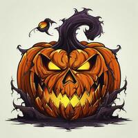 AI generated Halloween design with pumpkins. AI Generated photo