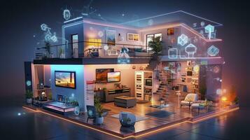 AI generated A Glimpse into the Connected Smart Home of Tomorrow. AI Generated photo