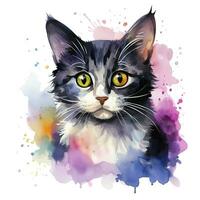 AI generated Watercolor cat clip art on white background. AI Generated photo