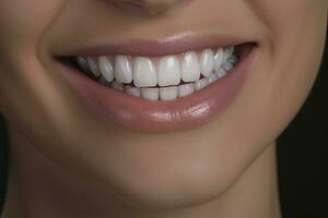 AI generated Close up of a smile with nice white teeth. AI Generated photo