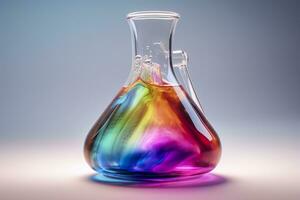 AI generated Close Up of a Science Beaker Filled with Multi Colored Liquids. AI Generative photo
