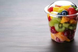 AI generated Fresh fruit salad to go with copy space. AI Generated photo