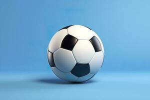 AI generated soccer ball on light blue background. Generative AI photo