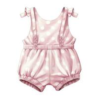 AI generated Pink baby girl romper in watercolors on a white background. AI Generated photo